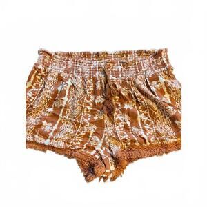 Vanilla Star size XL Burnt Orange & White Bohemian Vibes Pattern w/ Fringe